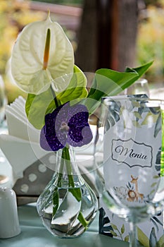 Wedding decor table setting and flowers. Wedding Flower Arrangement Table Setting Series