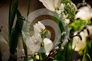 Wedding decor table setting and flowers. Wedding Flower Arrangement Table Setting Series photo