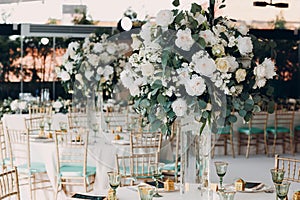 Wedding decor in white green tones