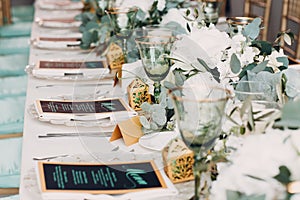 Wedding decor in white green tones