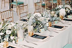 Wedding decor in white green tones