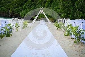 Wedding decorated detail on beach