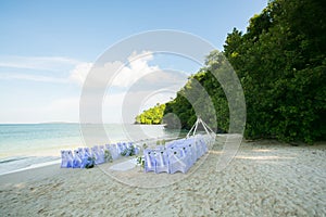 Wedding decorated detail on beach