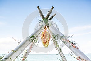 Wedding decorated detail on beach