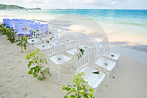 Wedding decorated detail on beach