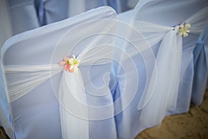 Wedding decorated detail on beach