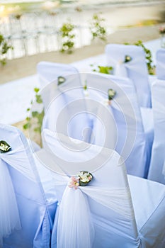 Wedding decorated detail on beach