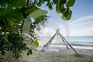 Wedding decorated detail on beach