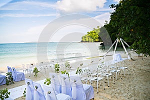 Wedding decorated detail on beach