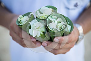 Wedding  decorated detail  on beach