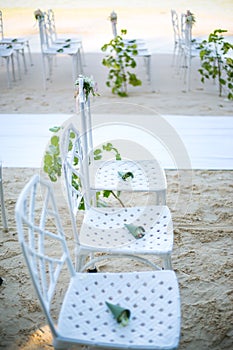 Wedding  decorated detail  on beach