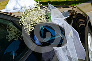 Wedding decoration on car