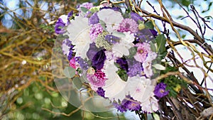 Wedding decoration, decoration of the wedding ceremony, wedding decorations made from real flowers. wedding flower