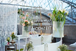Wedding decoration with flowers photo