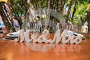 Wedding decoration on table
