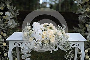 Wedding Decoration White and purple Flower, Fairytales with Nightsky stars outdoors