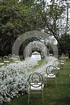 Wedding Decoration White and purple Flower, Fairytales with Nightsky stars outdoors