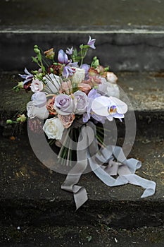 Wedding Decoration White and purple Flower, Fairytales with Nightsky stars outdoors