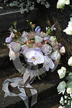 Wedding Decoration White and purple Flower, Fairytales with Nightsky stars outdoors