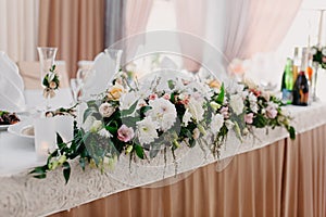 Wedding decorations bouquet on the table