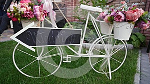 Wedding decorations in rustic style. Outing ceremony. Wedding in nature