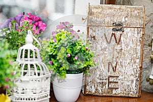 Wedding decorations for table in rustic style