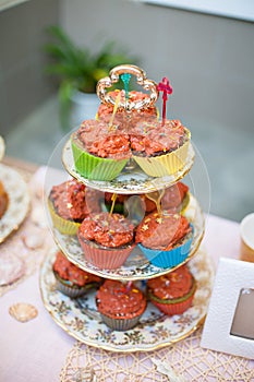 Wedding dessert with delicious cakes