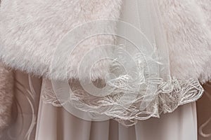 Wedding Detail White Bridesmaid Dress Fragment Veil Elegant Material Close-up