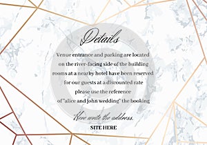 Wedding Details Card of Geometric design.