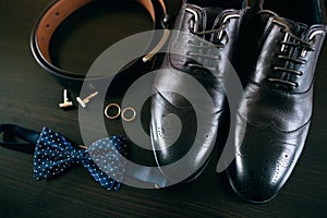 Wedding details. groom set. Men`s accessories, shoes, rings