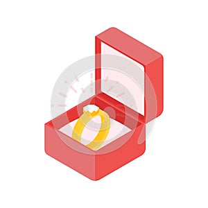 Wedding diamond ring in a box. Vector illustration