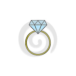Wedding diamond ring solid icon, engagement ring