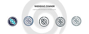 Wedding dinner icon in different style vector illustration. two colored and black wedding dinner vector icons designed in filled,