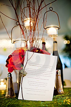 Wedding dinner menu