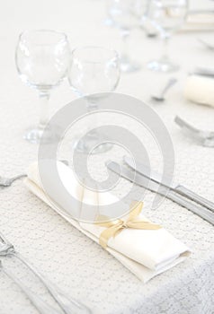 Wedding dinner table set