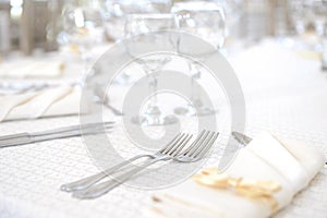 Wedding dinner table set