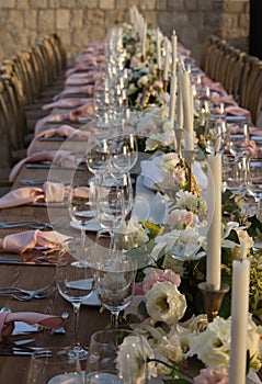 Wedding dinner table set up