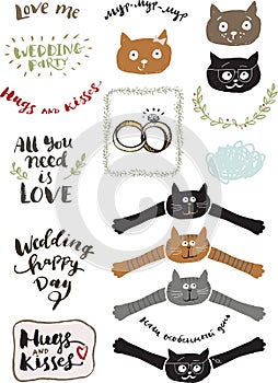 Wedding doodles set