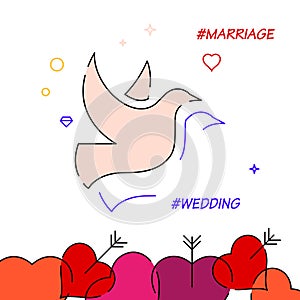 Wedding doves filled line icon, simple illustration
