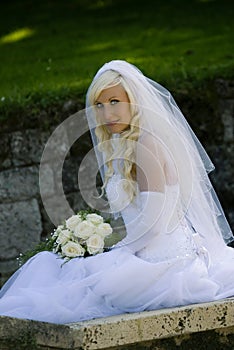 With the wedding dress`