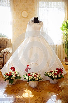 Wedding dress at the Bride on the wedding day