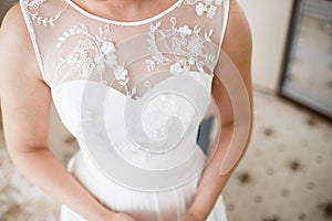 Wedding dress close up.