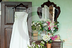 Wedding dress on a hanger