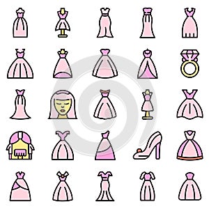 Wedding dress icons set vector flat