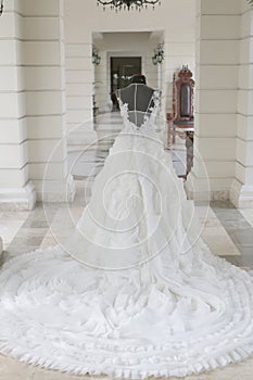 Wedding dress on a mannequin made in put the bride