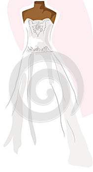 Wedding dress on mannequin - pink