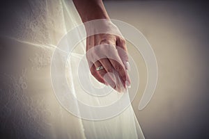 Wedding dress with beautiful wedding ring