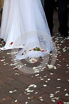 Wedding dress with petals