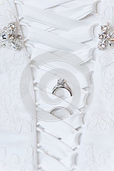 Wedding dress and rings