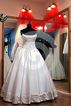 Wedding dress in shop window